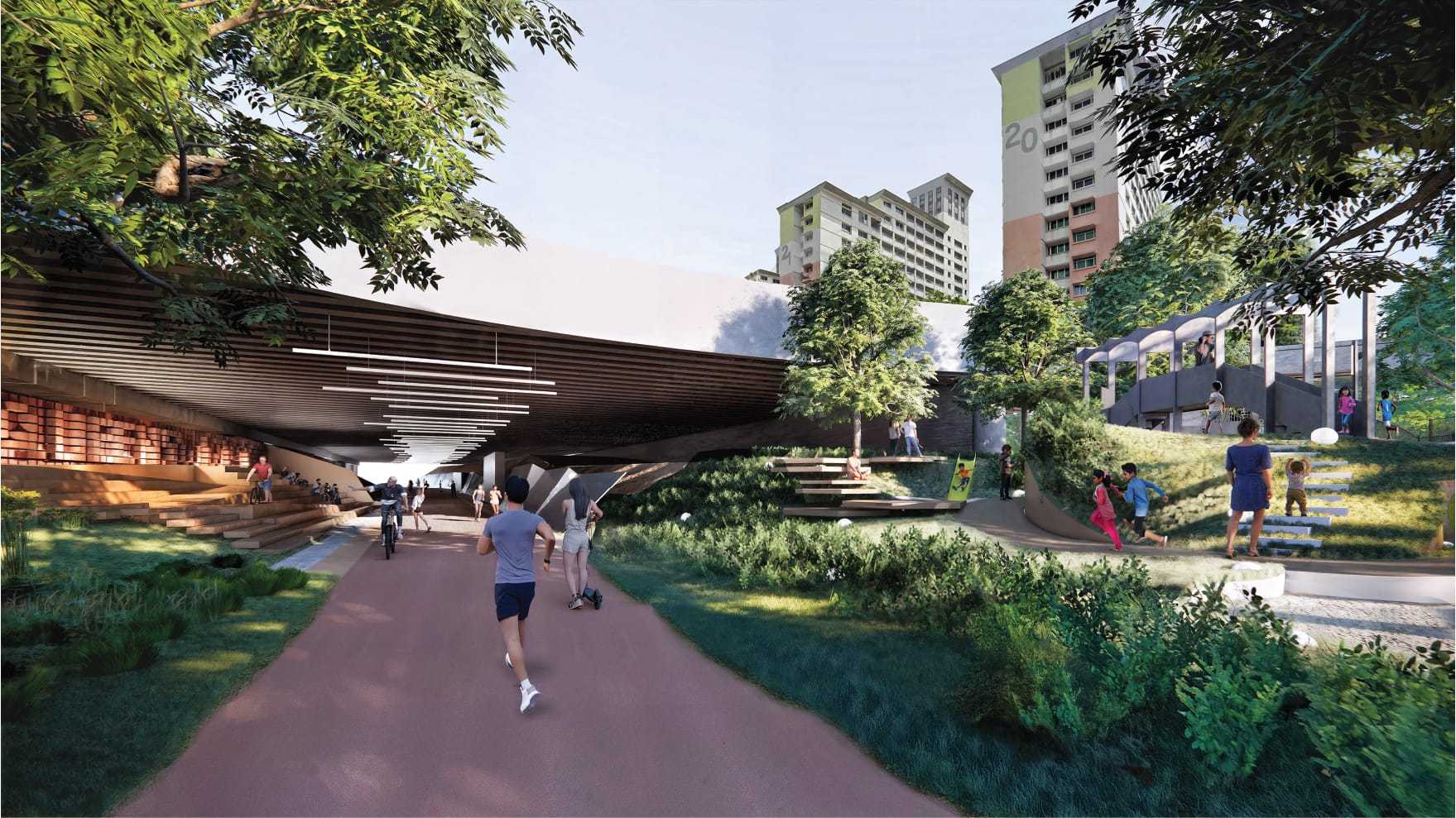 Render of future park connector network along Rail Corridor